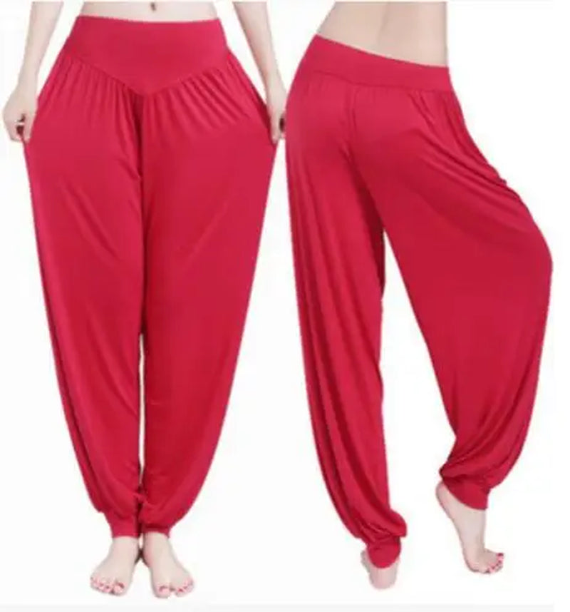 Women Yoga Pants Women plus Size Sports Pants Yoga Leggings Colorful Bloomers Dance Yoga Taichi Pants Modal Womentrousers