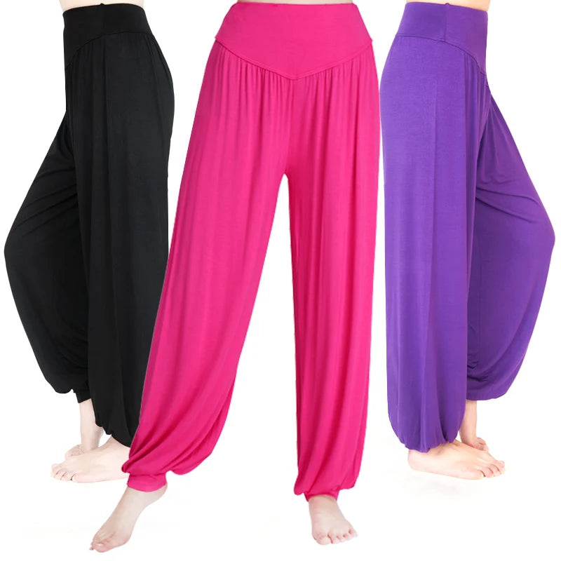 Women Yoga Pants Women plus Size Sports Pants Yoga Leggings Colorful Bloomers Dance Yoga Taichi Pants Modal Womentrousers