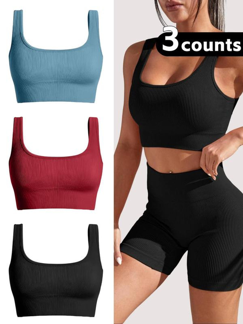 Women'S Solid Sports Bra, Sporty Comfort Breathable Lingerie Top for Yoga Gym Workout, Women'S Sports Clothing for All Seasons, Sporty Breathable Bras