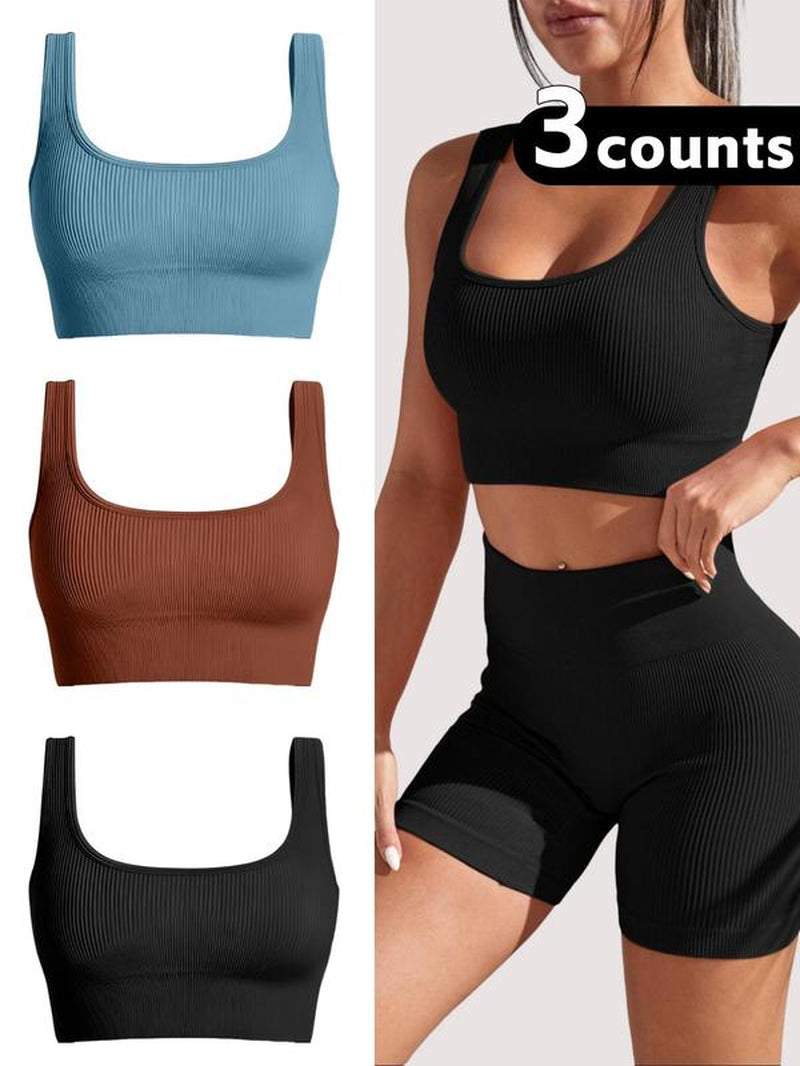 Women'S Solid Sports Bra, Sporty Comfort Breathable Lingerie Top for Yoga Gym Workout, Women'S Sports Clothing for All Seasons, Sporty Breathable Bras