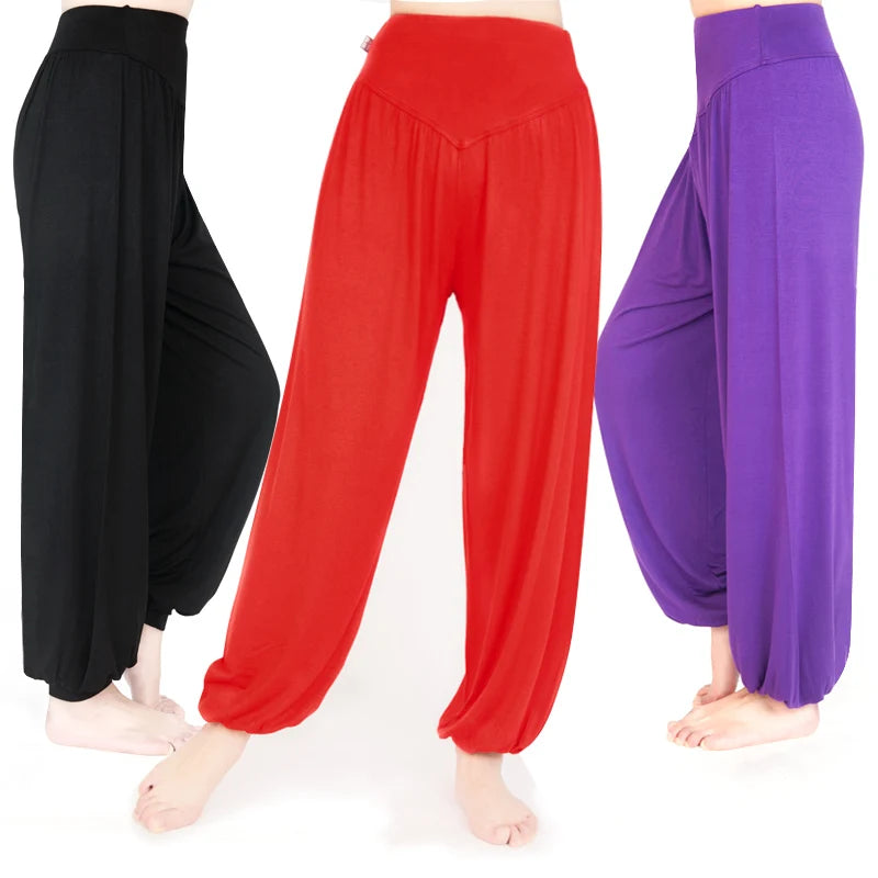 Women Yoga Pants Women plus Size Sports Pants Yoga Leggings Colorful Bloomers Dance Yoga Taichi Pants Modal Womentrousers