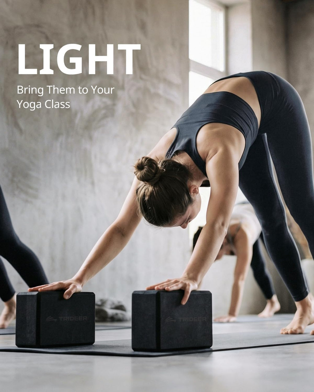 Trideer Yoga Blocks 2 Pack, Soft Non-Slip Foam Blocks with Beveled Edges for Alignment and Stretching in Yoga, Pilates, and Dance - Supportive, Lightweight, Odor Resistant, Latex-Free