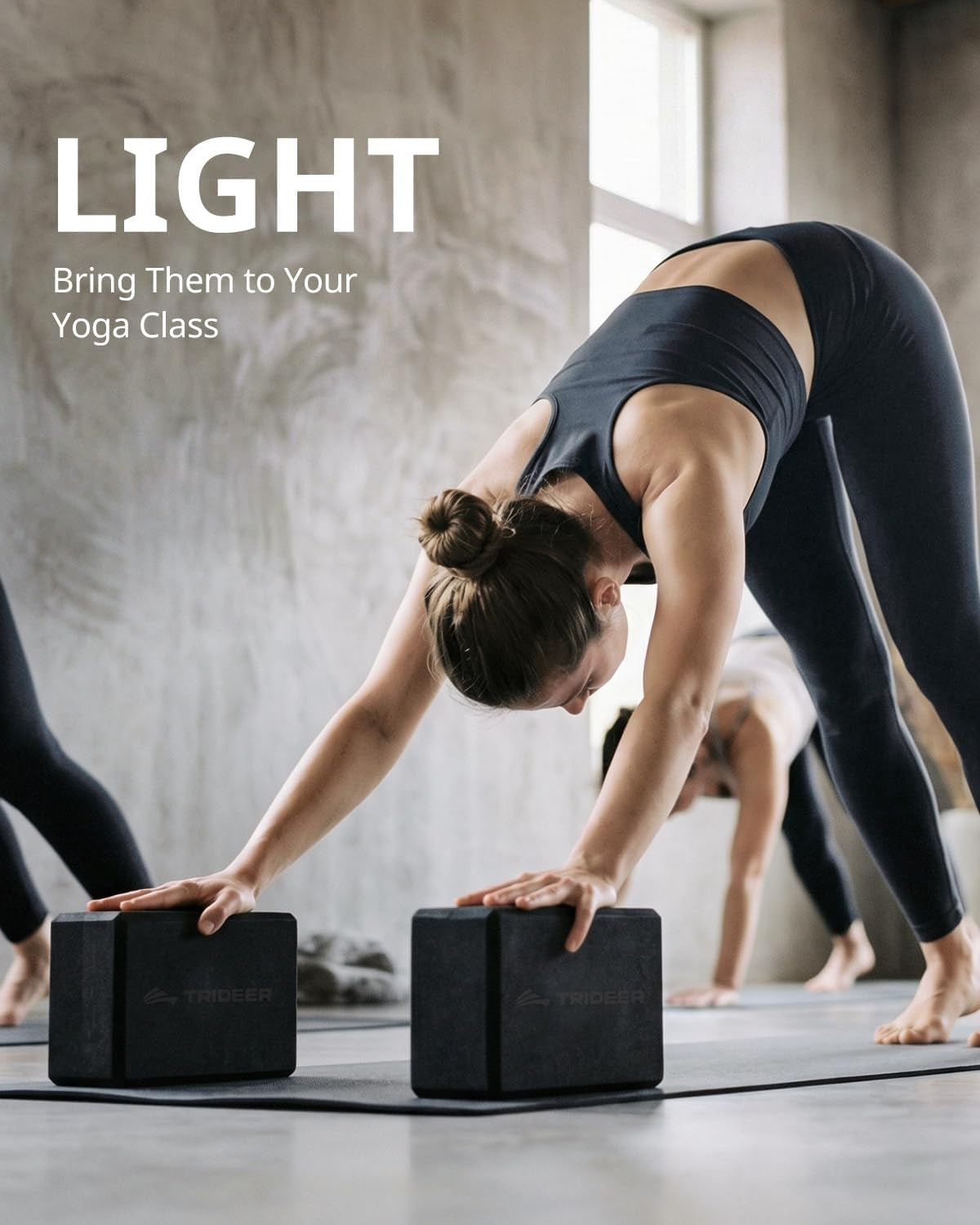 Trideer Yoga Blocks 2 Pack, Soft Non-Slip Foam Blocks with Beveled Edges for Alignment and Stretching in Yoga, Pilates, and Dance - Supportive, Lightweight, Odor Resistant, Latex-Free