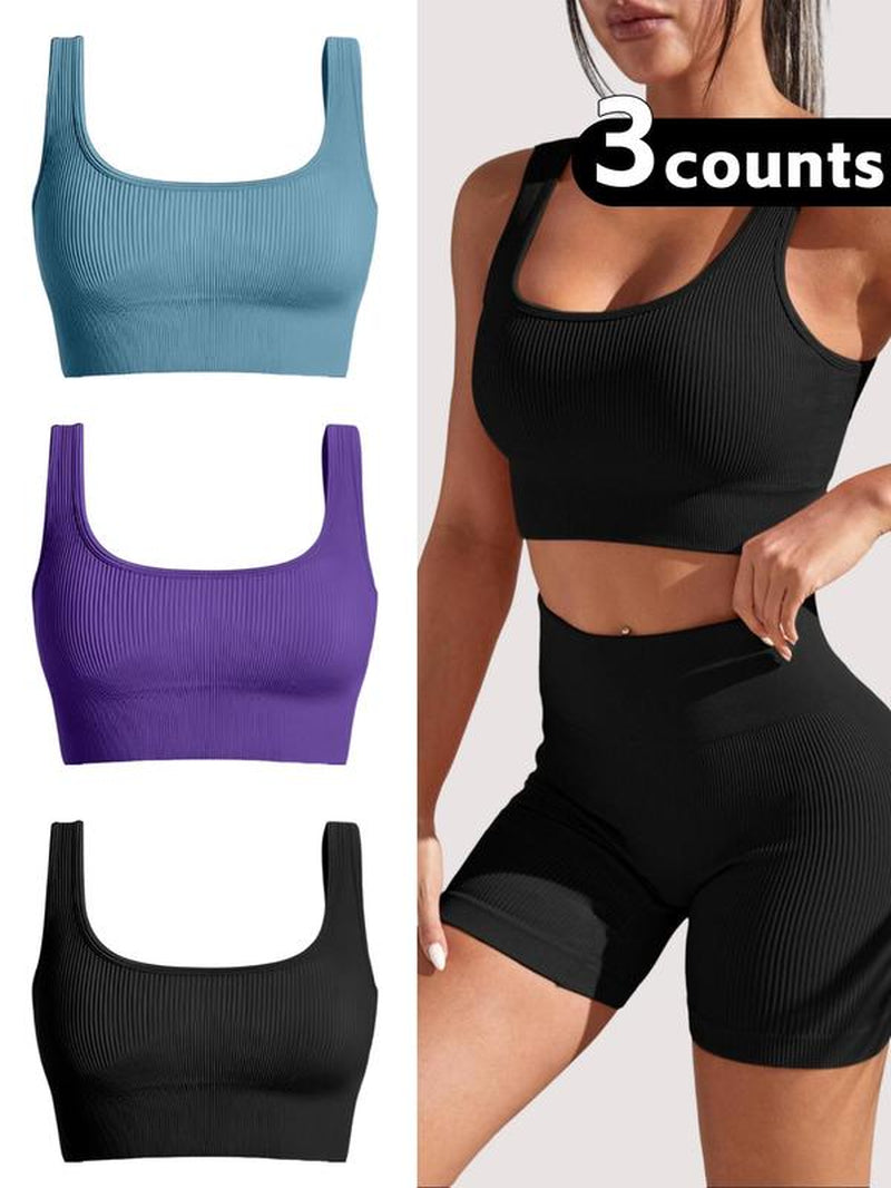 Women'S Solid Sports Bra, Sporty Comfort Breathable Lingerie Top for Yoga Gym Workout, Women'S Sports Clothing for All Seasons, Sporty Breathable Bras
