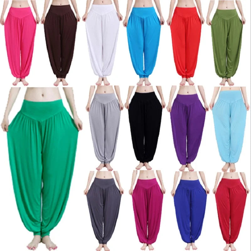 Women Yoga Pants Women plus Size Sports Pants Yoga Leggings Colorful Bloomers Dance Yoga Taichi Pants Modal Womentrousers