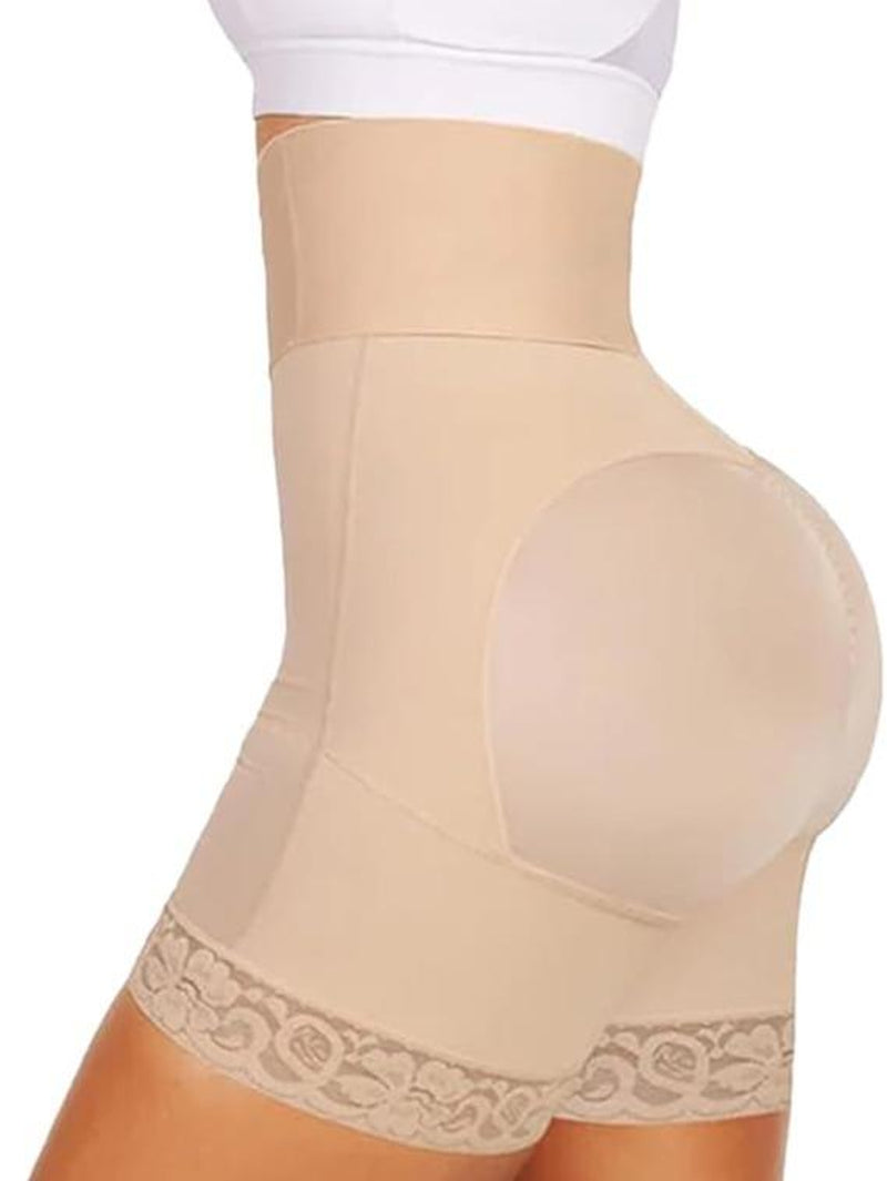 Strapless Fajas Colombianas for Women Tummy Control Body Shaper Shorts with Butt Lifter & Zipper Crotch High Waist Lace Trim