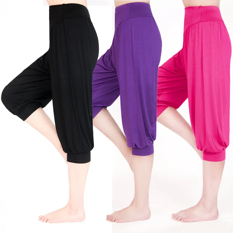Women Yoga Pants Women plus Size Sports Pants Yoga Leggings Colorful Bloomers Dance Yoga Taichi Pants Modal Womentrousers