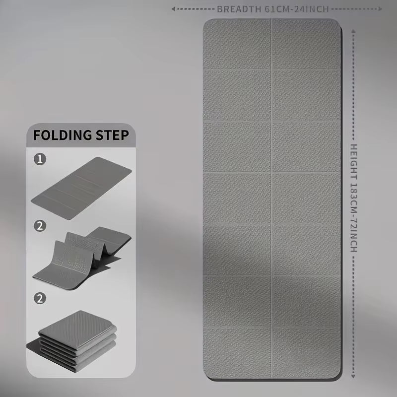 Foldable Yoga Mat TPE 61X183Cm Non-Slip Portable Exercise Mat Lightweight Gym Camping Sleeping Pad Waterproof Easy Clean