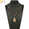 CSJA Natural Stones Beaded Tiger Eye Necklaces for Men Tree of Life Pendants Mala Yoga Beads 7 Chakra Reiki Female Jewelry S469