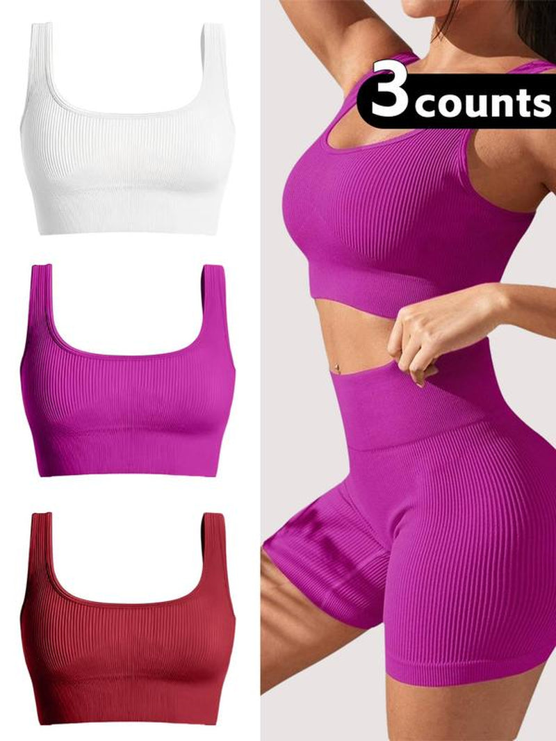 Women'S Solid Sports Bra, Sporty Comfort Breathable Lingerie Top for Yoga Gym Workout, Women'S Sports Clothing for All Seasons, Sporty Breathable Bras