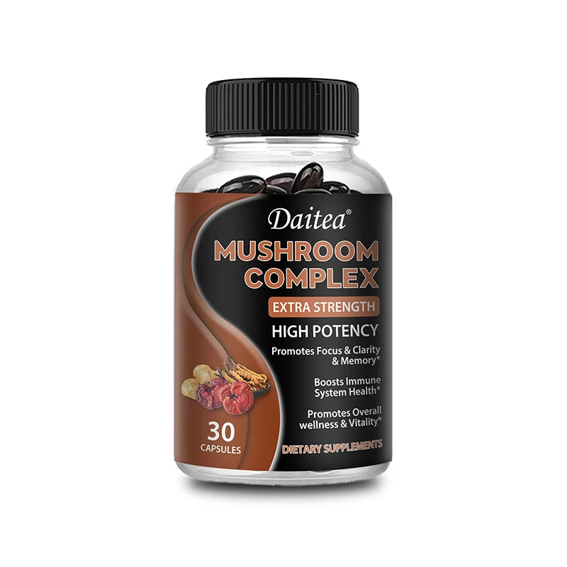 Strength Brazil Mushroom Capsules -Lions Mane Cordyceps Reishi - Brain Supplement for Memory and Focus Relief Stress Better Mood