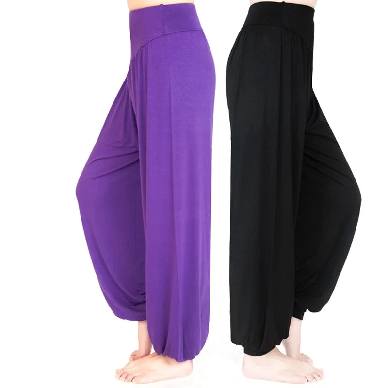 Women Yoga Pants Women plus Size Sports Pants Yoga Leggings Colorful Bloomers Dance Yoga Taichi Pants Modal Womentrousers