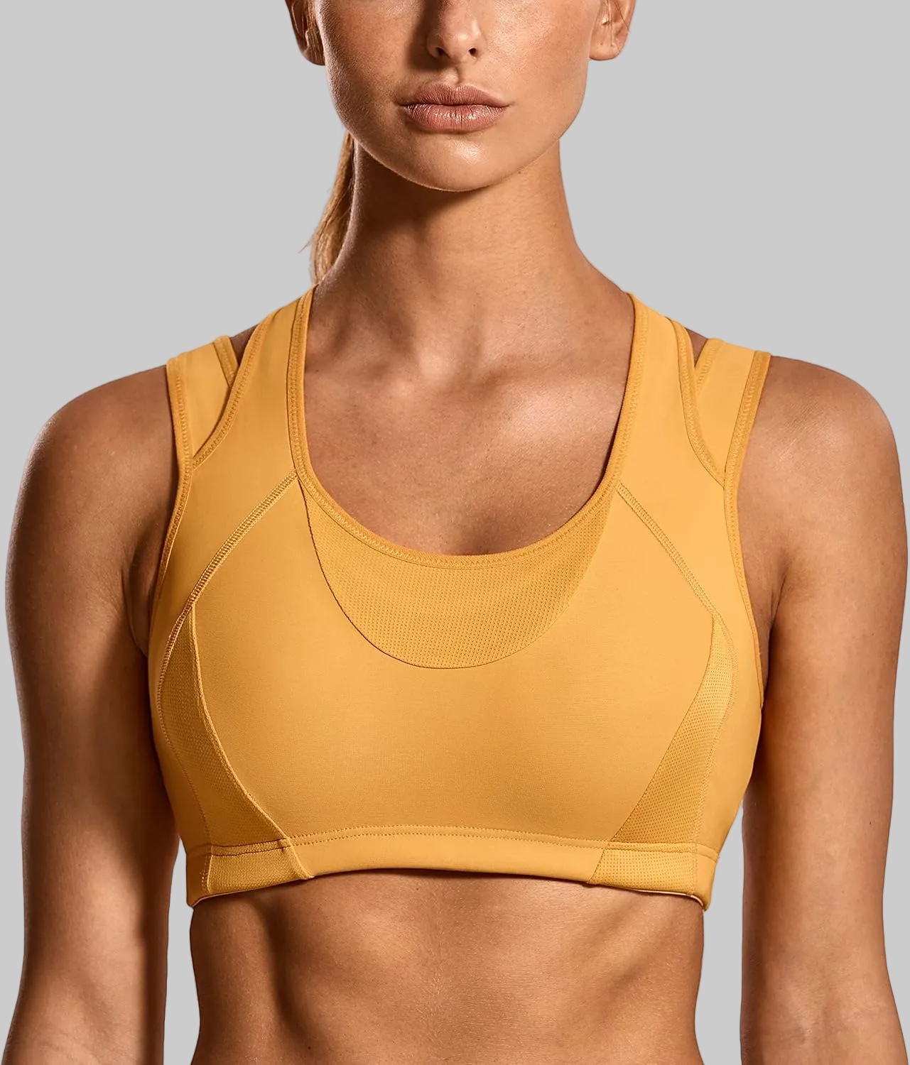SYROKAN Sports Bras for Women High Support Mesh Full Coverage Racerback Wireless No Bounce Running Bras