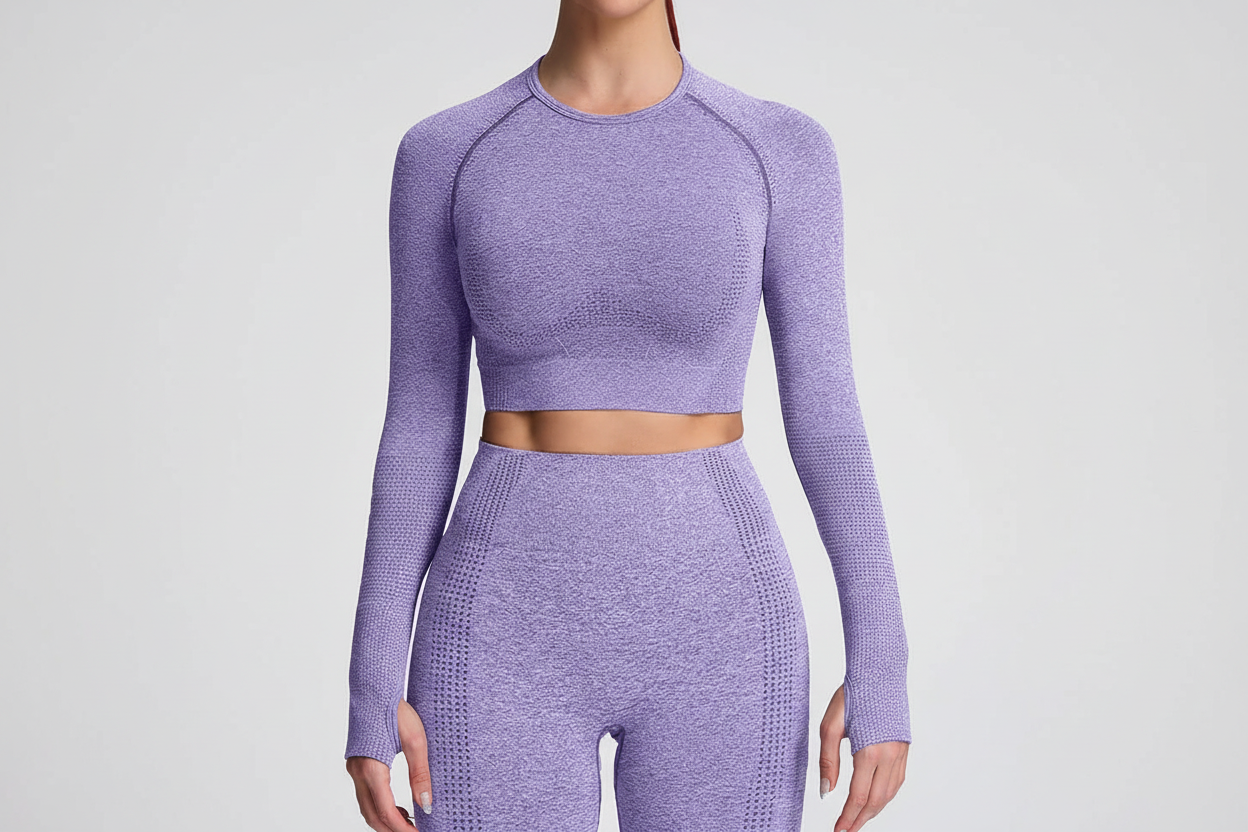 Aoxjox Long Sleeve Crop Tops for Women Workout Seamless Cropped T Shirt Top